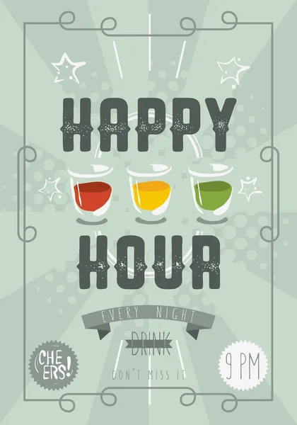 Шаблон плаката Happy Hour Concept. Векторное изображение . — стоковый вектор