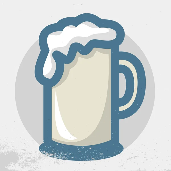 Taza de cerveza Vector Icono. Fondo angustiado . — Archivo Imágenes Vectoriales