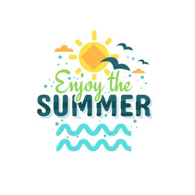 Yaz mevsimi temalı beyaz zemin üzerinde tipografik tasarım.