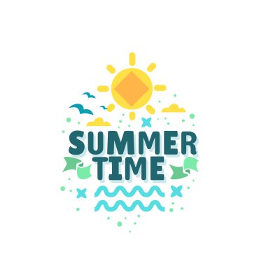 Yaz mevsimi temalı beyaz zemin üzerinde tipografik tasarım.