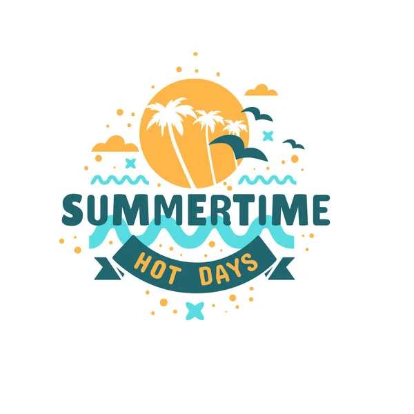 Summer summertime themed illustration typographic design on a white background. — Stock Vector