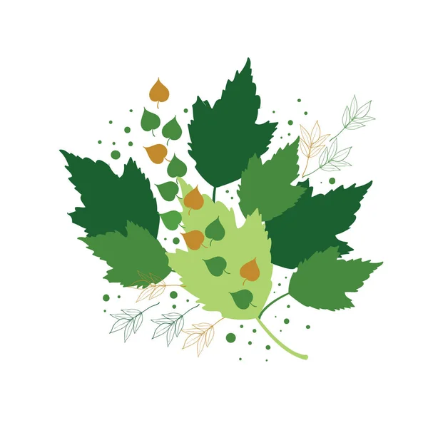 Diseño abstracto floral con hojas de plantas sobre fondo blanco Ilustración De Stock