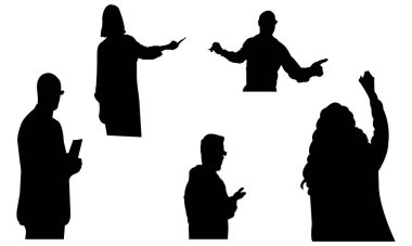 Çeşitli öğrenme sahnelerinde öğretmen silueti.