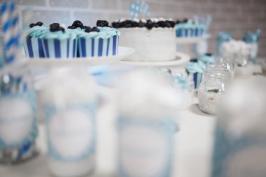 tatlı kutlama tatlı whute gri pasta mavi