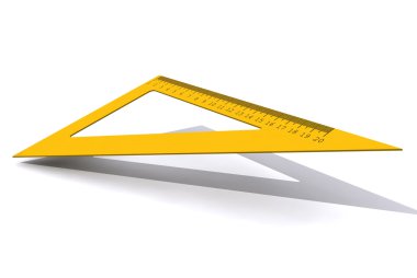 Üçgen cetvel beyaz arka plan üzerinde - 3d illüstrasyon izole.