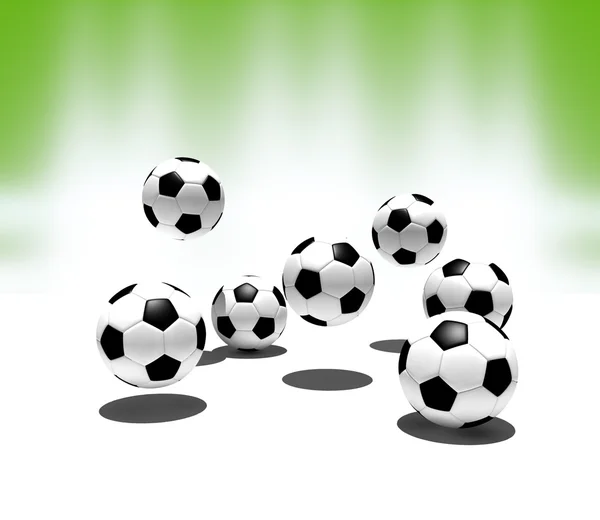 Voetballen met groene achtergrond - 3d illustratie — Stockfoto
