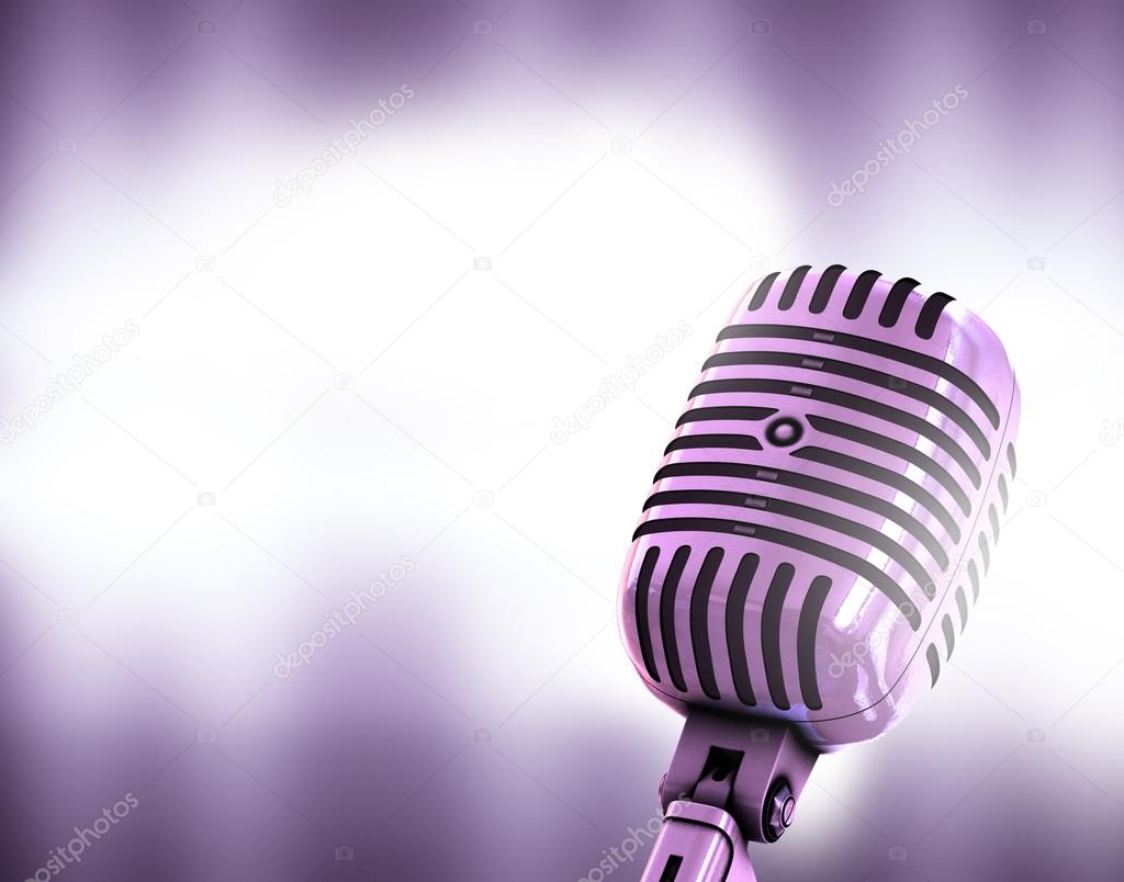 retro microphone on spotlight background