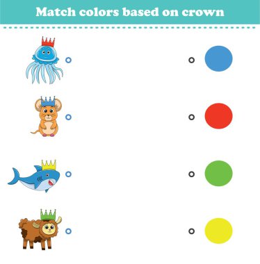 Hayvanın tacının rengine uygun. Renk tanıma için eğitici oyun