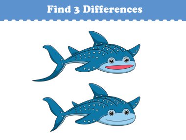 Çocuklar için eğitim oyunu iki hayvan çizgi filmi arasında üç fark buluyor. Vektör illüstrasyonu