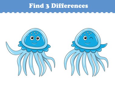 Çocuklar için eğitim oyunu iki hayvan çizgi filmi arasında üç fark buluyor. Vektör illüstrasyonu