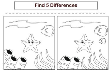 Komik çizgi film hayvanları. 5 farklılık bul. Çocuk Eğitim Oyunları. Çizgi film vektör illüstrasyonu