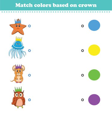 Hayvanın tacının rengine uygun. Renk tanıma için eğitici oyun