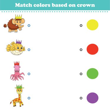 Hayvanın tacının rengine uygun. Renk tanıma için eğitici oyun