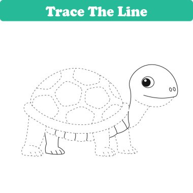 El yazısı pratiği. İzleme çizgileri ve çocuklar için renkli hayvanlar. Vektör İllüstrasyonu