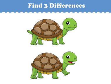 Çocuklar için eğitim oyunu iki hayvan çizgi filmi arasında üç fark buluyor. Vektör illüstrasyonu