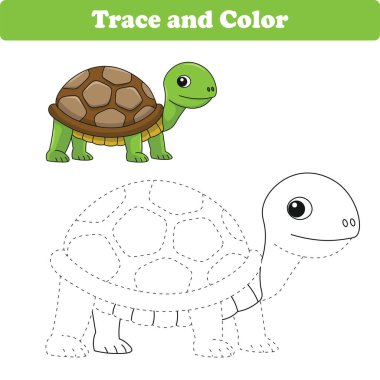 El yazısı pratiği. İzleme çizgileri ve çocuklar için renkli hayvanlar. Vektör İllüstrasyonu