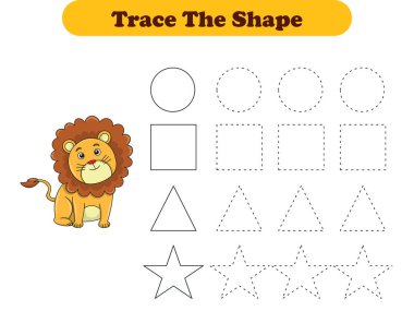 El yazısı pratiği. Hayvanlı çocuklar için iz sürme hattı. Vektör İllüstrasyonu