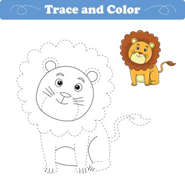 El yazısı pratiği. İzleme çizgileri ve çocuklar için renkli hayvanlar. Vektör İllüstrasyonu