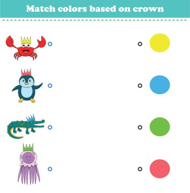 Hayvanın tacının rengine uygun. Renk tanıma için eğitici oyun