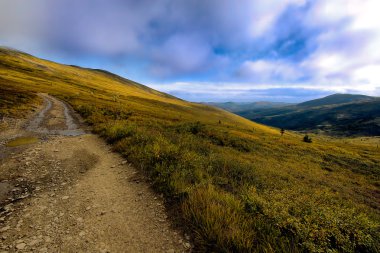 Tundra engebeli yolda