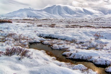 Pools in the tundra mountains clipart
