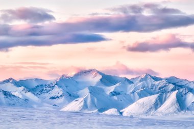 Arctic mountain sunrise clipart