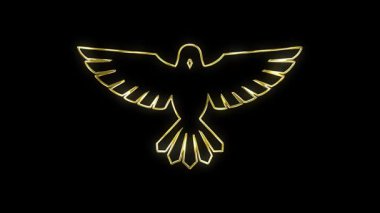 Kuş simgesi altın, sınırsız altın kuş simgesi logosu, pırıl pırıl pırıl parlıyor.