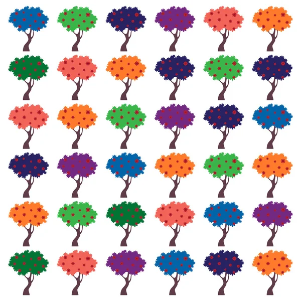 Coloridos árboles en flor . — Vector de stock