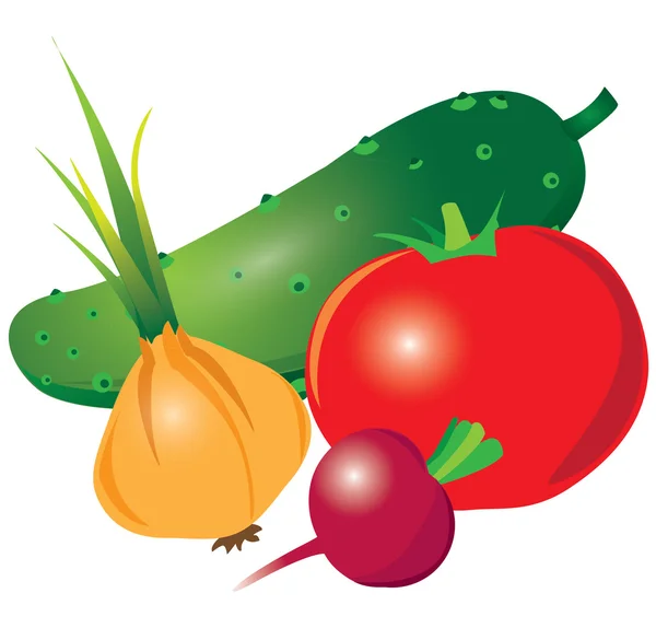 Vegetables on a white background — Stock Vector