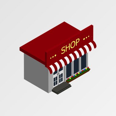 İzometrik gri mağaza.