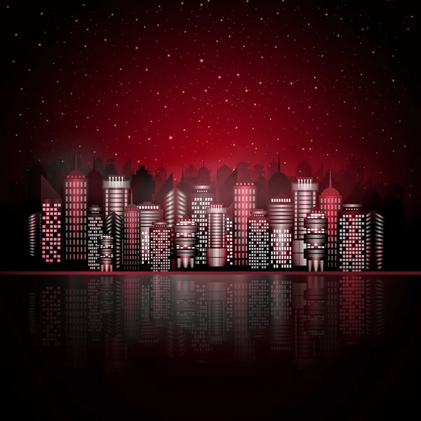 Night city on the water — Stock Vector