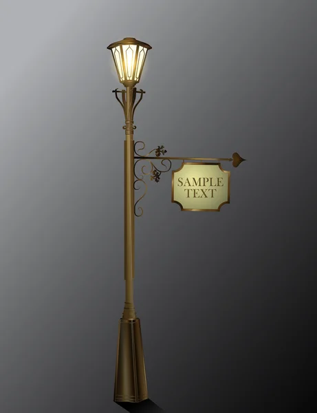Straat lamp met een bord — Stockvector