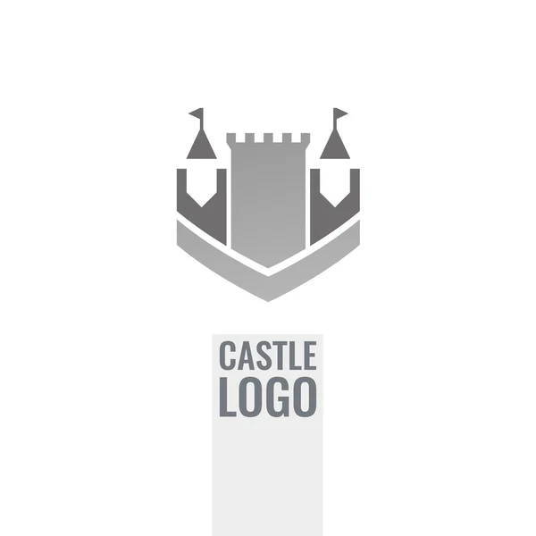 Castello, logo vettoriale fortezza. Icona architettura torre . — Vettoriale Stock