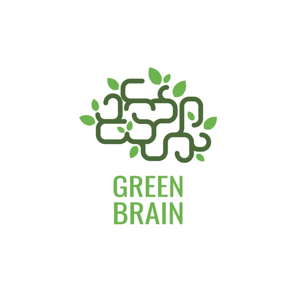 Gehirn mit Blatt-Logo. Vorlage für das Design des Wissenschaftslogos. — Stockvektor