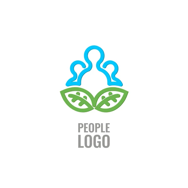 Organic people logo or icon. Green leaf people logo. — Stock Vector
