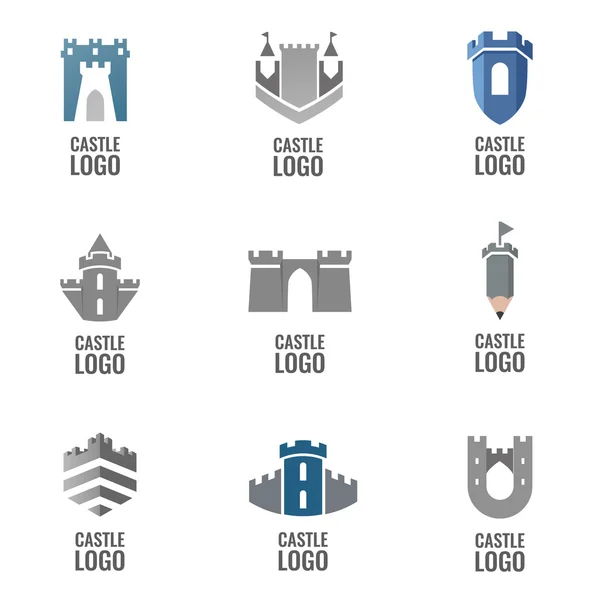 Set di castello, logo vettoriale fortezza. Logo per la tua azienda . — Vettoriale Stock