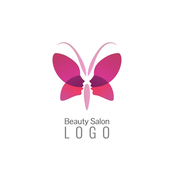 Schönheitssalon Vektor-Logo oder Icon-Vorlage. Logo Frau Silhouette. Schmetterling-Logo — Stockvektor