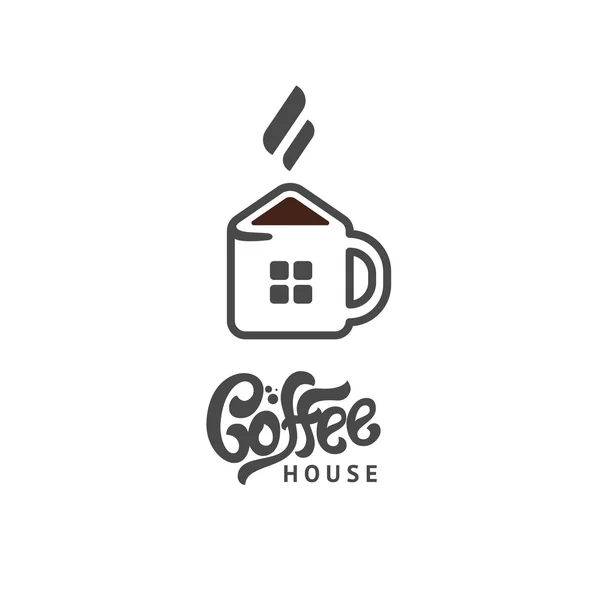 Modelo de logotipo da casa de café. Logotipo do copo . —  Vetores de Stock