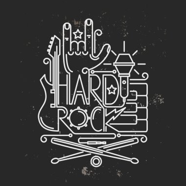 Rock ve roll t-shirt, tişört tasarımı, afişi, el ilanı, tipografik illüstrasyon vektör