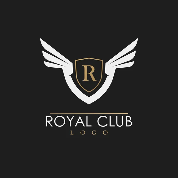 Luxury vector logo template with shield and wings. — Stock Vector