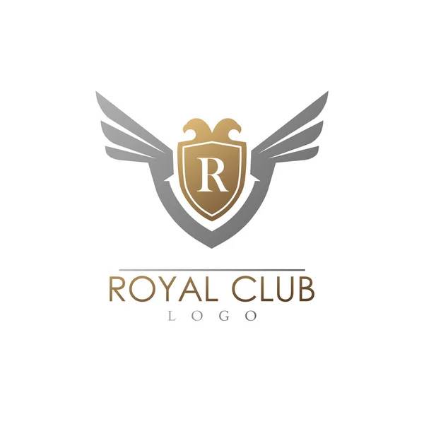 Plantilla de logotipo de vector de lujo con escudo y alas . — Vector de stock