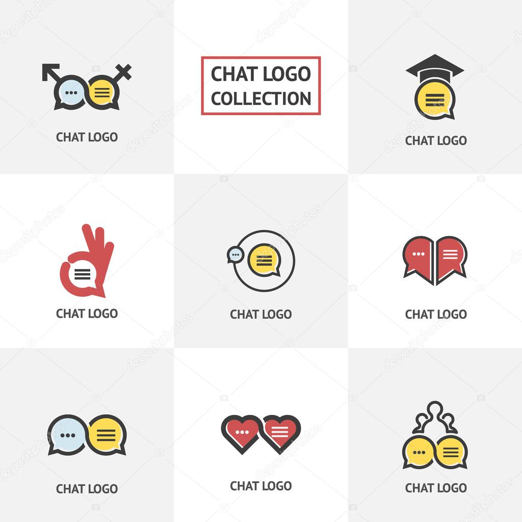 Vector collection of talking, speaking and communication icons, signs and symbols. Chat logotype collection.