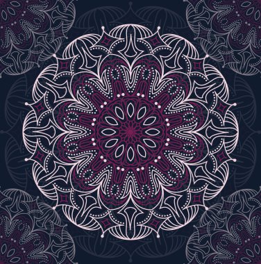 Koyu arka plan üzerinde hassas mandala