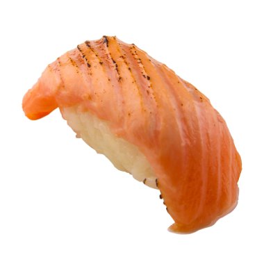 Beyaz adam izole füme somon suşi