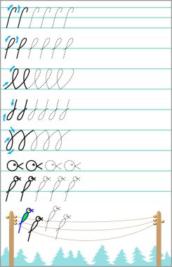 Page with exercises for young children in line. clipart