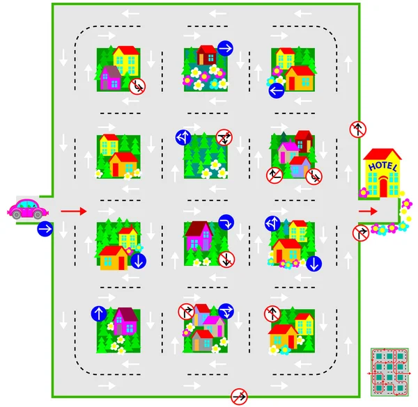 Logic puzzle with labyrinth. — Stock Illustration Logic puzzle with labyrinth. Stock Vector