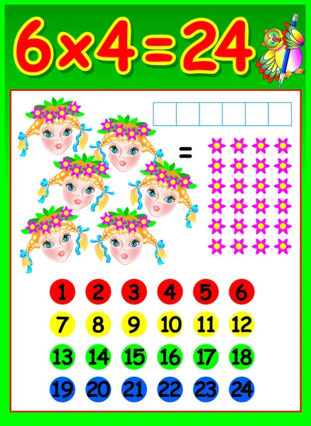 Página educativa para niños con tabla de multiplicación . — Vector de stock