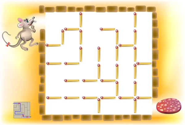 Logic puzzle with labyrinth. — Stock Vector