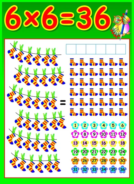 Page éducative pour les enfants avec table de multiplication . — Image vectorielle