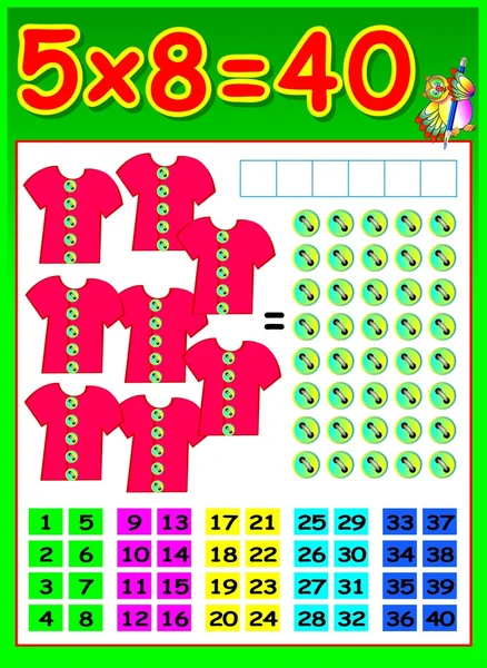 Página educativa para niños con tabla de multiplicación . — Vector de stock